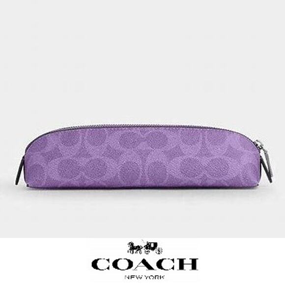 ❤️ Coach Pencil Case In Signature Canvas Color: Silver/Iris - Picture 1 of 7